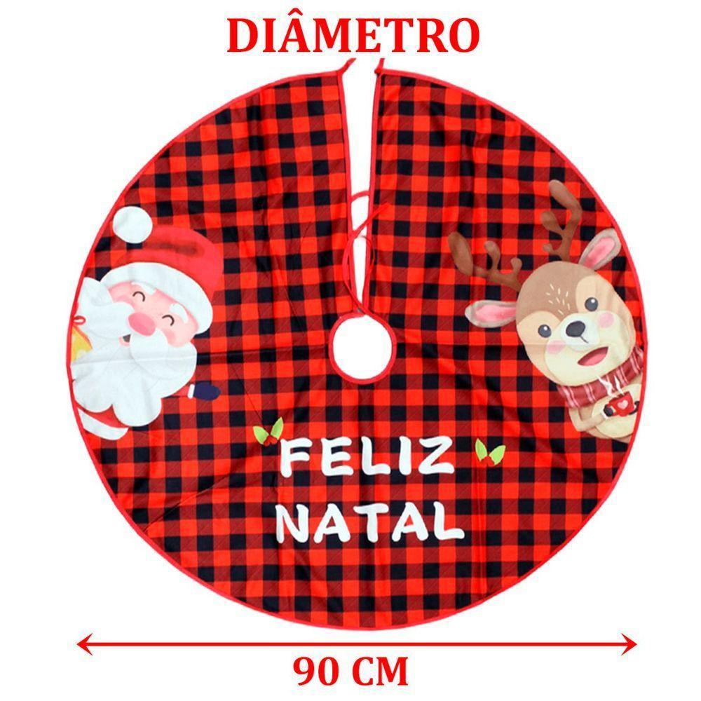 Saia De árvore Natal Temática Papai Noel Rena Natalino 90cm - 2