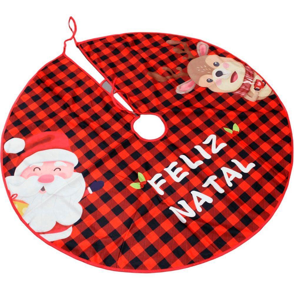 Saia De árvore Natal Temática Papai Noel Rena Natalino 90cm - 3