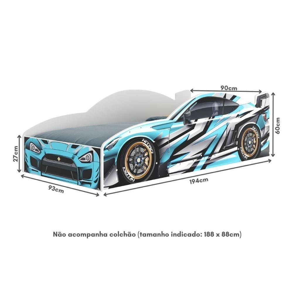 Cama Carro 100% MDF Infantil Montessoriana Para Colchão 88x188cm Multimóveis MP4318 Azul - 2