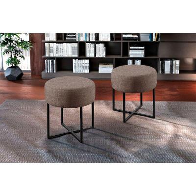 Conjunto 2 Puff Otávio Luxo Base Preta Castellar Móbile Cappuccino
