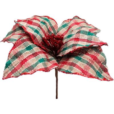 Kit 6 Flores Artificiais Xadrez Gliter Artesanal Natal 30cm