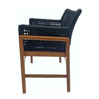 Jogo de Mesa Jantar 1,50m Madeira Giratória e 6 Poltronas Tokyo Corda Náutica Nossa Kasa Preto - 3