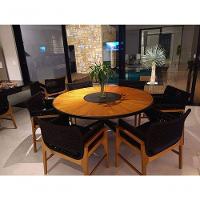 Jogo de Mesa Jantar 1,50m Madeira Giratória e 6 Poltronas Tokyo Corda Náutica Nossa Kasa Preto