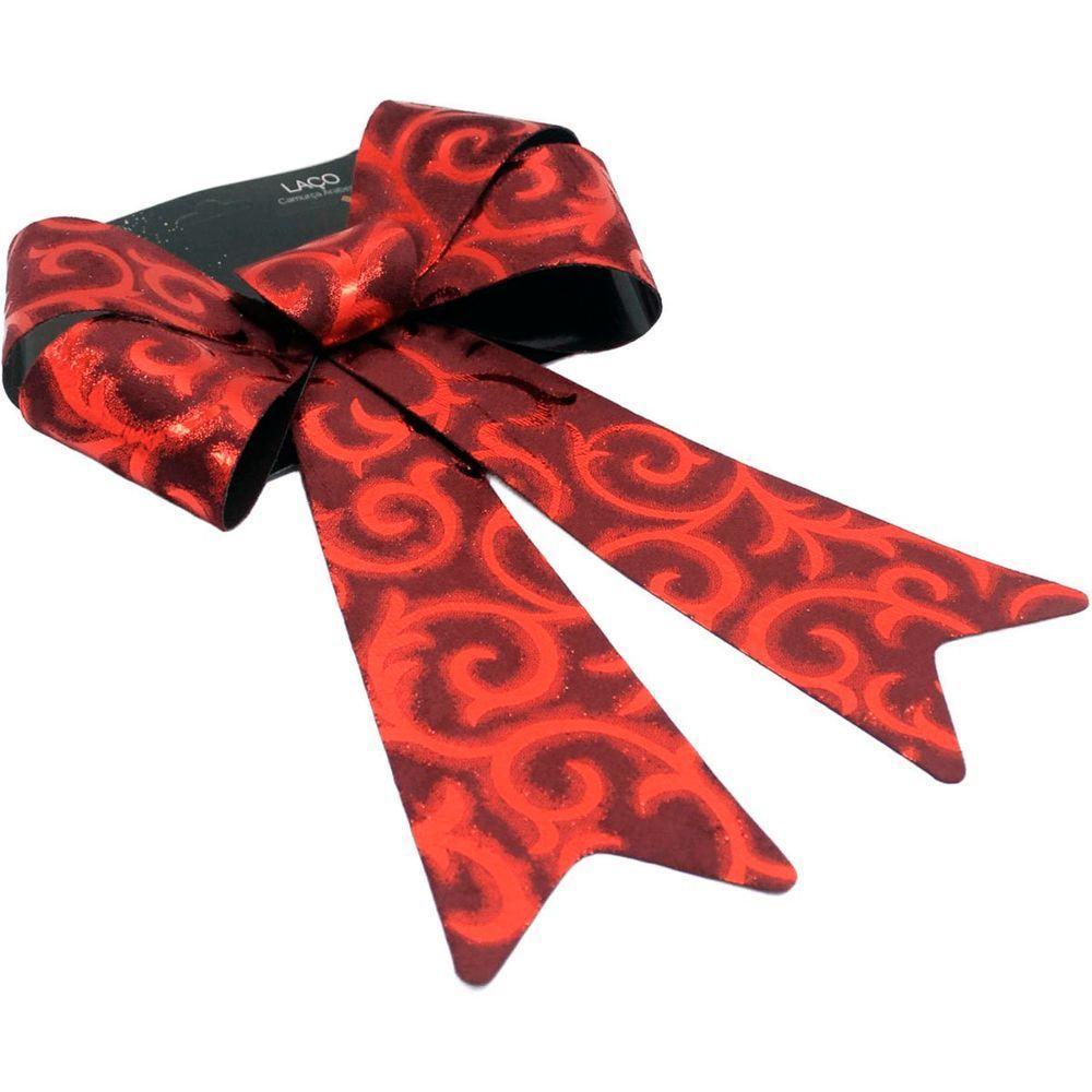 Kit 8 Laço Vermelho Em Camurça Enfeite Brilhante Natal 32cm - 4