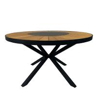 Mesa 1,50m De Jantar Zurick Pétalas Em Madeira Com Centro Giratório Alumínio Preto - 1