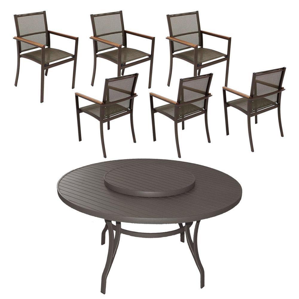 Jogo De Mesa 1,40m 6 Cadeiras Alumínio área Externa Interna Marrom - 1