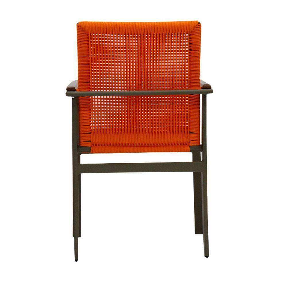 Jogo Conjunto De Mesa 4 Cadeiras Jardim Piscina Em Corda Náutica E Aluminio Laranja - 2