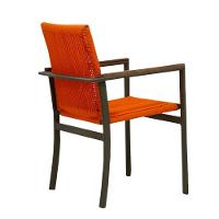 Jogo Conjunto De Mesa 4 Cadeiras Jardim Piscina Em Corda Náutica E Aluminio Laranja - 3