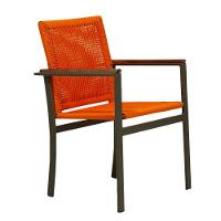 Jogo Conjunto De Mesa 4 Cadeiras Jardim Piscina Em Corda Náutica E Aluminio Laranja - 4