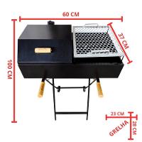 Churrasqueira A Carvão Meia Bafo Premium Com Suporte Móvel Preto - 6