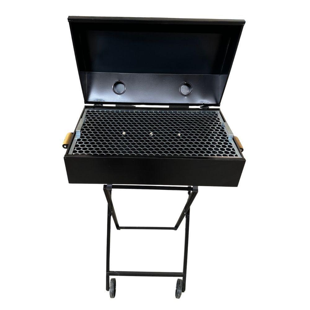 Churrasqueira A Bafo Grill Extra Grande Premium A Carvão Com Suporte Preto - 3