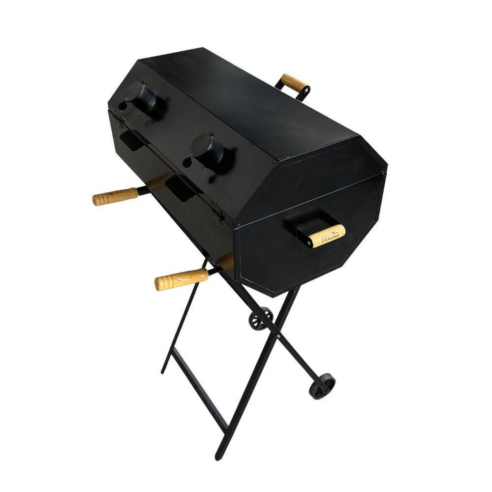 Churrasqueira A Bafo Grill Extra Grande Premium A Carvão Com Suporte Preto - 7