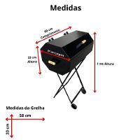 Churrasqueira A Bafo Grill Extra Grande Premium A Carvão Com Suporte Preto - 6