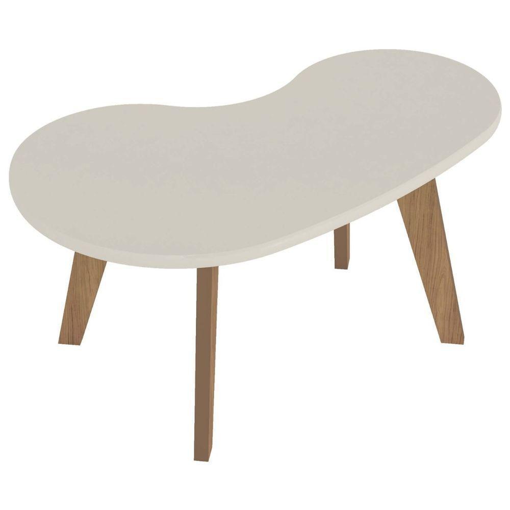 Mesa De Centro Orgânica Com Bordas Boleadas Off White carvalho - 3