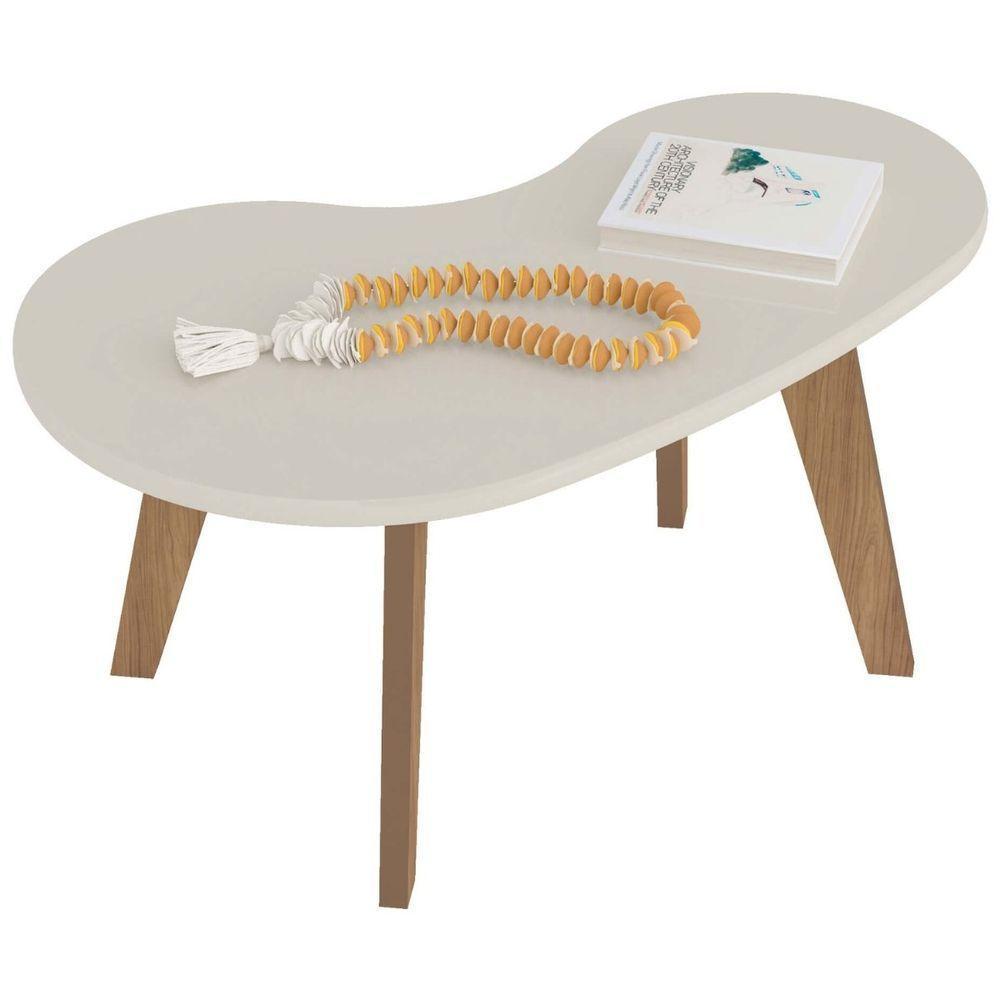 Mesa De Centro Orgânica Com Bordas Boleadas Off White carvalho - 6