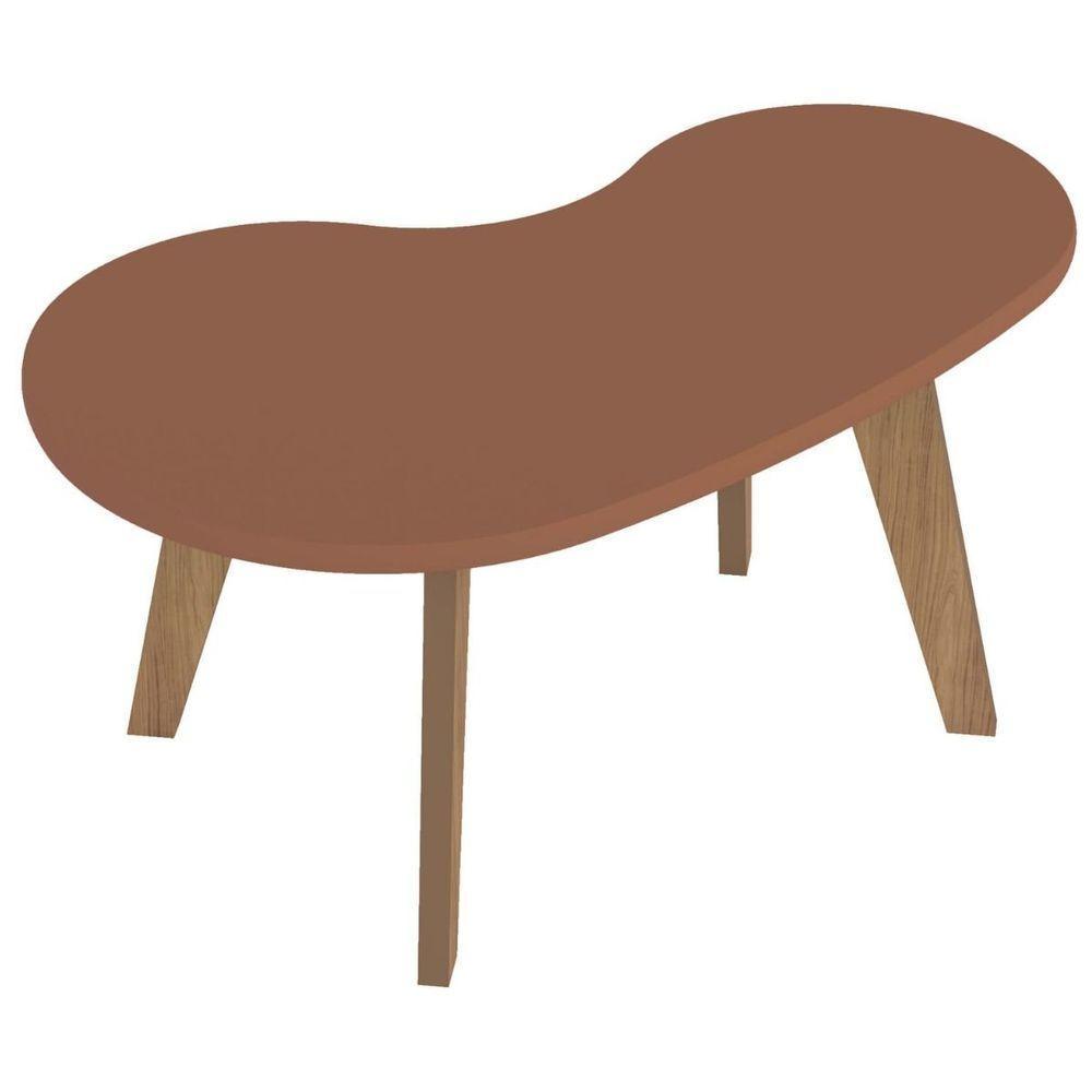 Mesa De Centro Orgânica Com Bordas Boleadas Terracota carvalho - 1