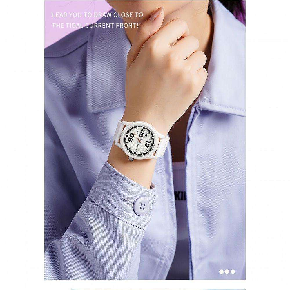 Relógio Feminino De Quartzo - à Prova D'água, Leve Com Pulseira De Silicone Branco - 2