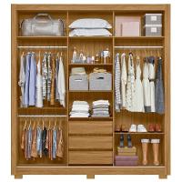 Guarda Roupa Casal Canadá Espelho 3 Portas De Correr Freijó Off White Moval