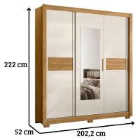 Guarda Roupa Casal Canadá Espelho 3 Portas De Correr Freijó Off White Moval - 6