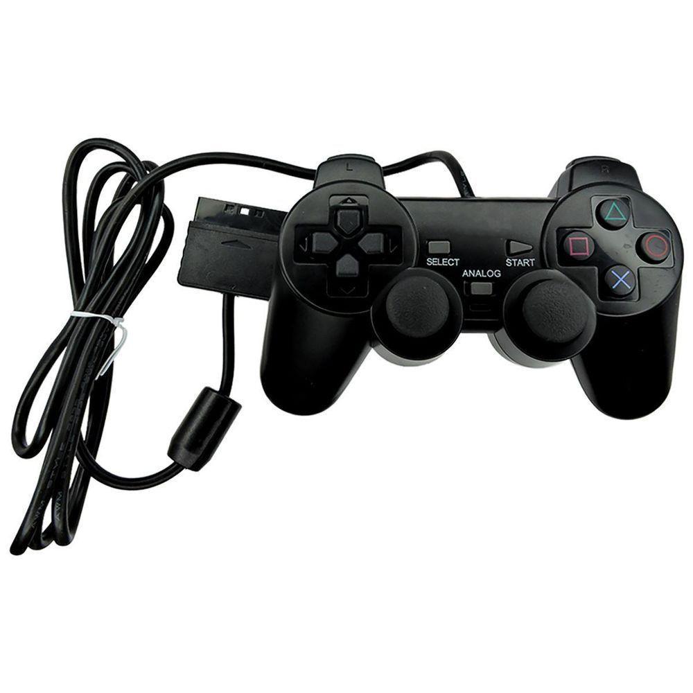 Controle Analógico Com Fio Para PS2 Preto - 1