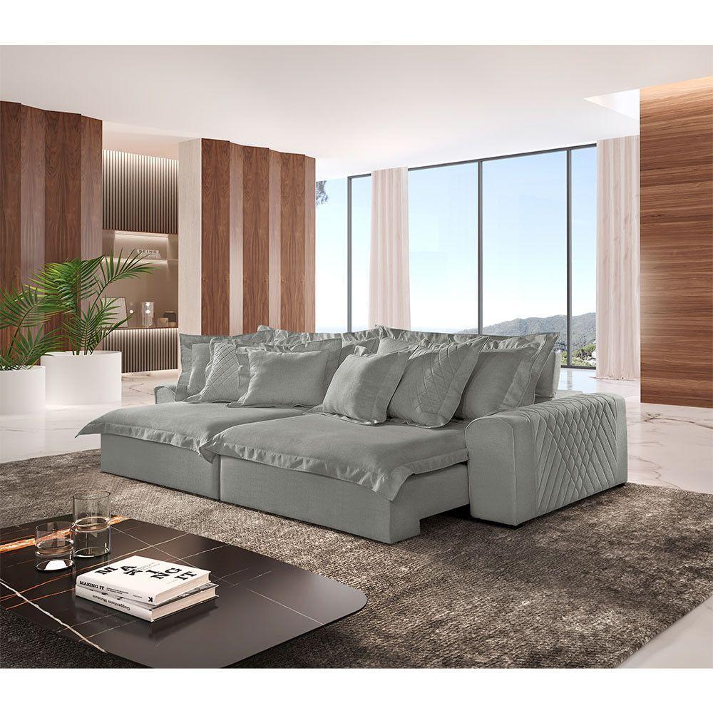 Sofá Luz Linho 02 Módulos De 100m B25cm Meu Sofá Online A230 Linho Cinza - 1
