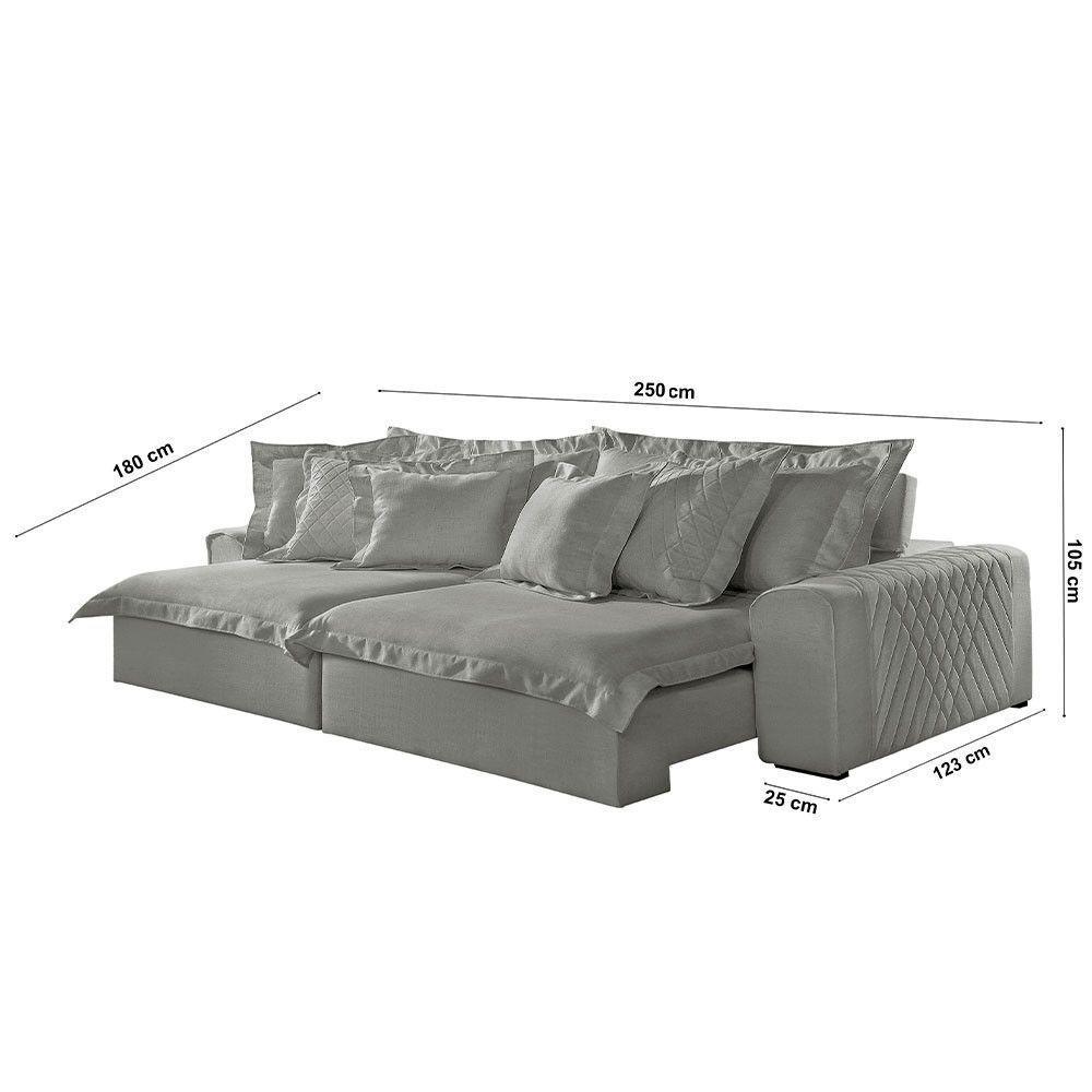 Sofá Luz Linho 02 Módulos De 100m B25cm Meu Sofá Online A230 Linho Cinza - 4