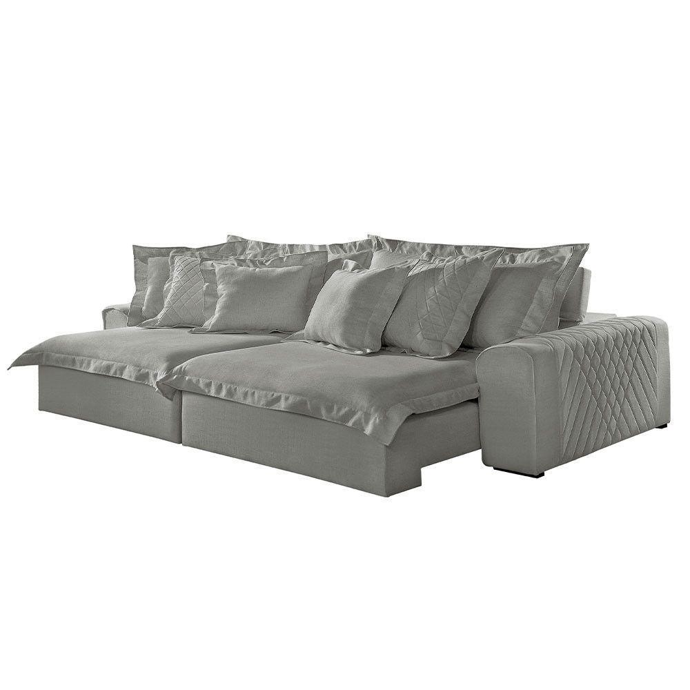 Sofá Luz Linho 02 Módulos De 100m B25cm Meu Sofá Online A230 Linho Cinza - 5