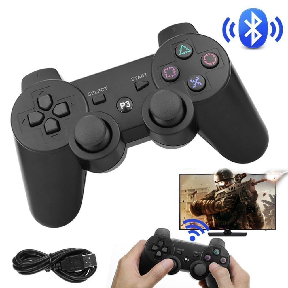 Kit 2 Controles PS3 Playstation Sem Fio + Cabo Carregador - 3