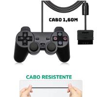 Controle PS2 e PS1 C-fio Dualshock Analogico Preto Shinka - 2
