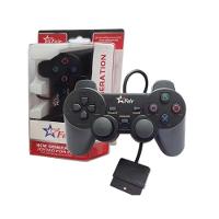 Kit 2 Controle Joystick Game PS1 PS2 Play 2 Com Fio Vibração - 2