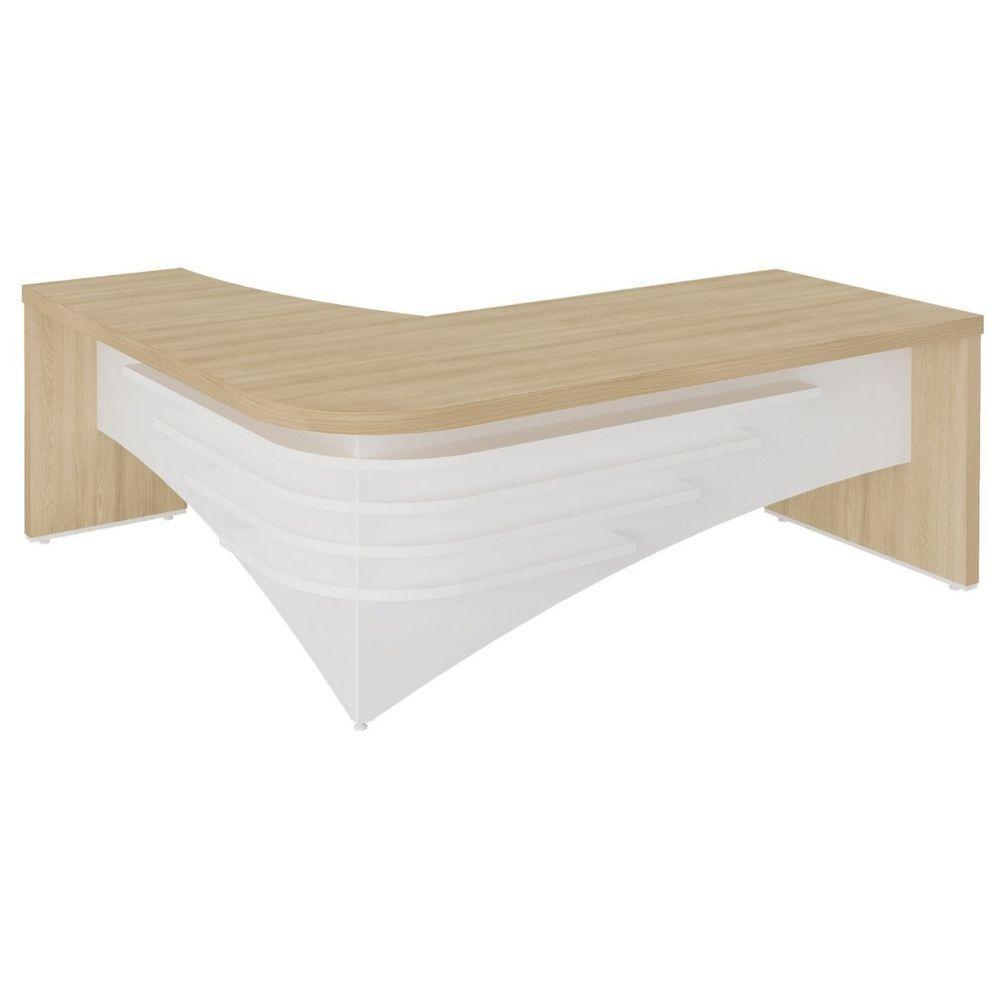 Mesa Tamburato Diretor Em L Escritório Home Office Carvalho branco - 1