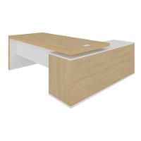 Mesa Para Escritório Em L Com Tomada 2 Gavetas Carvalho branco - 7