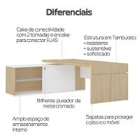 Mesa Para Escritório Em L Com Tomada 2 Gavetas Carvalho branco - 10