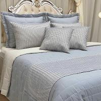 Kit Cobre Leito Colcha Luxo King 10 Peças Micropercal 200 Fios Dupla Face Xale Brilhante - Cinza - 2