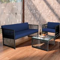 Conjunto Para área Externa De Corda Náutica Preto-azul - 1