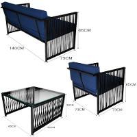 Conjunto Para área Externa De Corda Náutica Preto-azul - 2