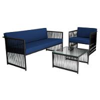 Conjunto Para área Externa De Corda Náutica Preto-azul - 7