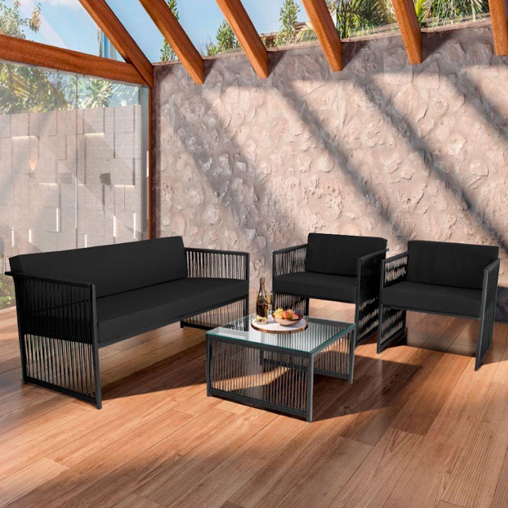 Conjunto Para área Externa De Corda Náutica Preto-preto - 1