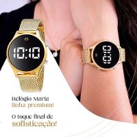 Relogio Feminino Digital Banhado Dourado + Pulseira + Brinco + Colar Qualidade Premium Presente Moda