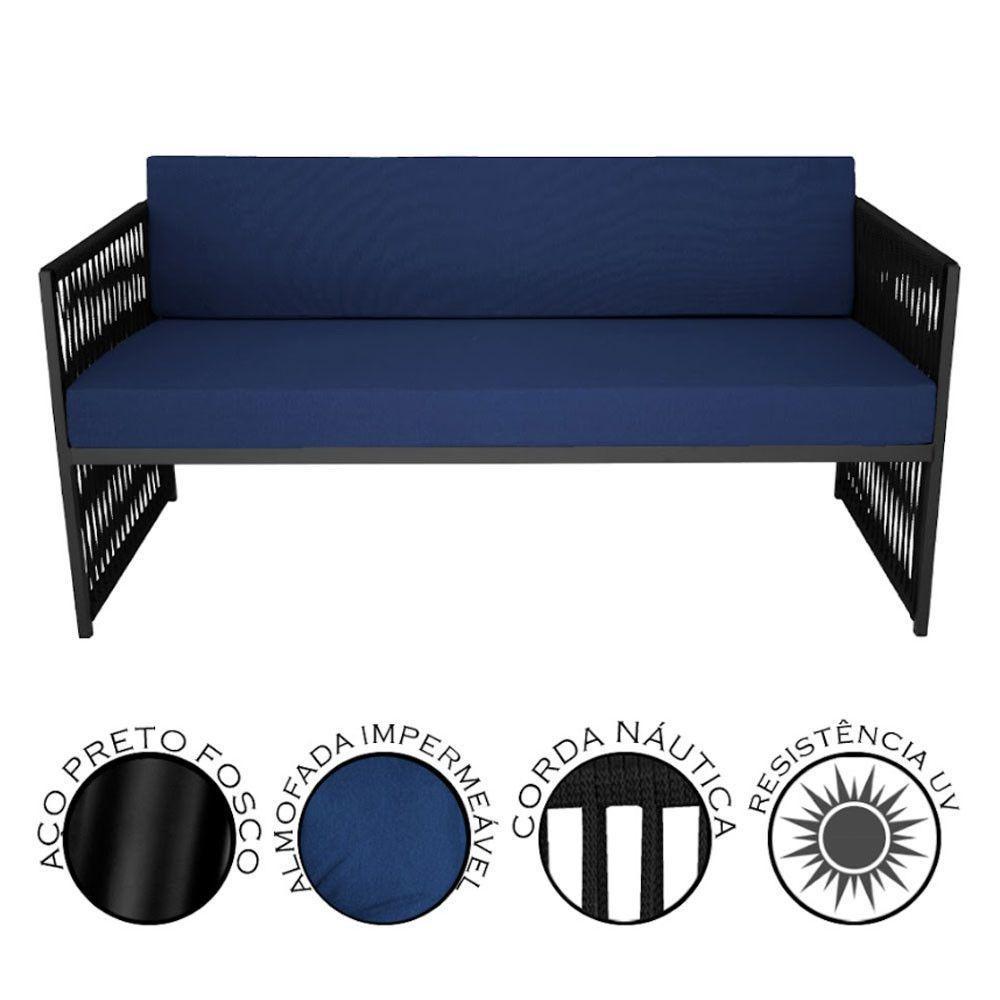 Conjunto Para área Externa De Corda Náutica Preto-azul - 5