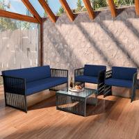 Conjunto Para área Externa De Corda Náutica Preto-azul - 1