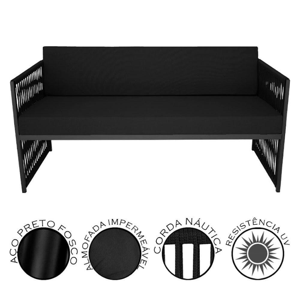 Conjunto Para área Externa De Corda Náutica Preto-preto - 6
