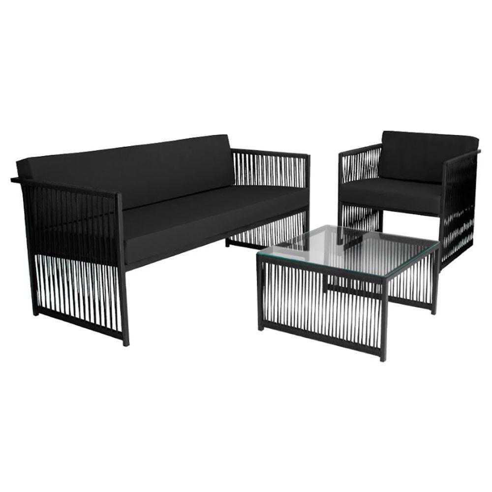 Conjunto Para área Externa De Corda Náutica Preto-preto - 7