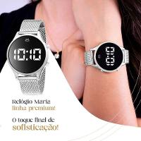 Relogio Feminino Digital Aço Inox + Caixa + Brincos Academia Casual Original Pulseira Ajustavel Led - 6