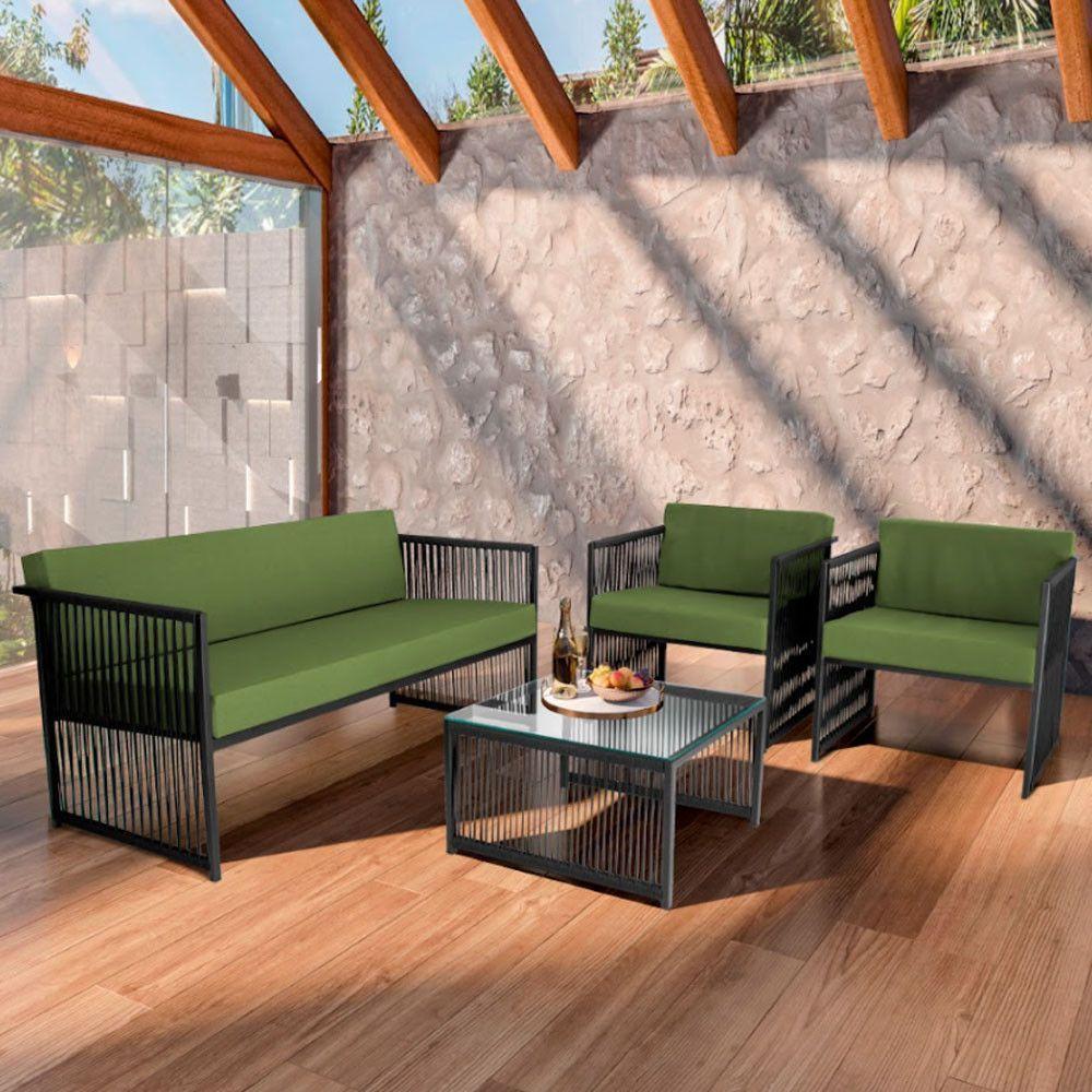 Conjunto Para área Externa De Corda Náutica Preto-verde - 1