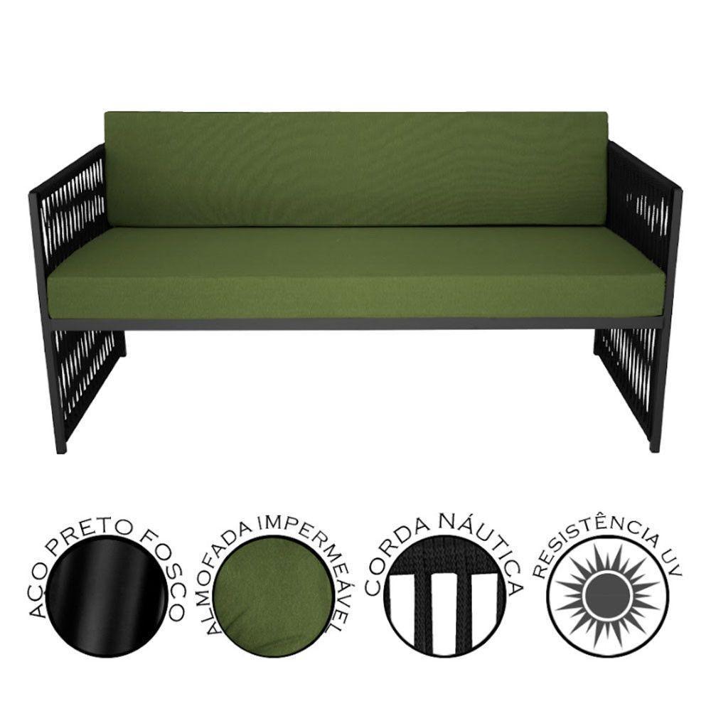 Conjunto Para área Externa De Corda Náutica Preto-verde - 4