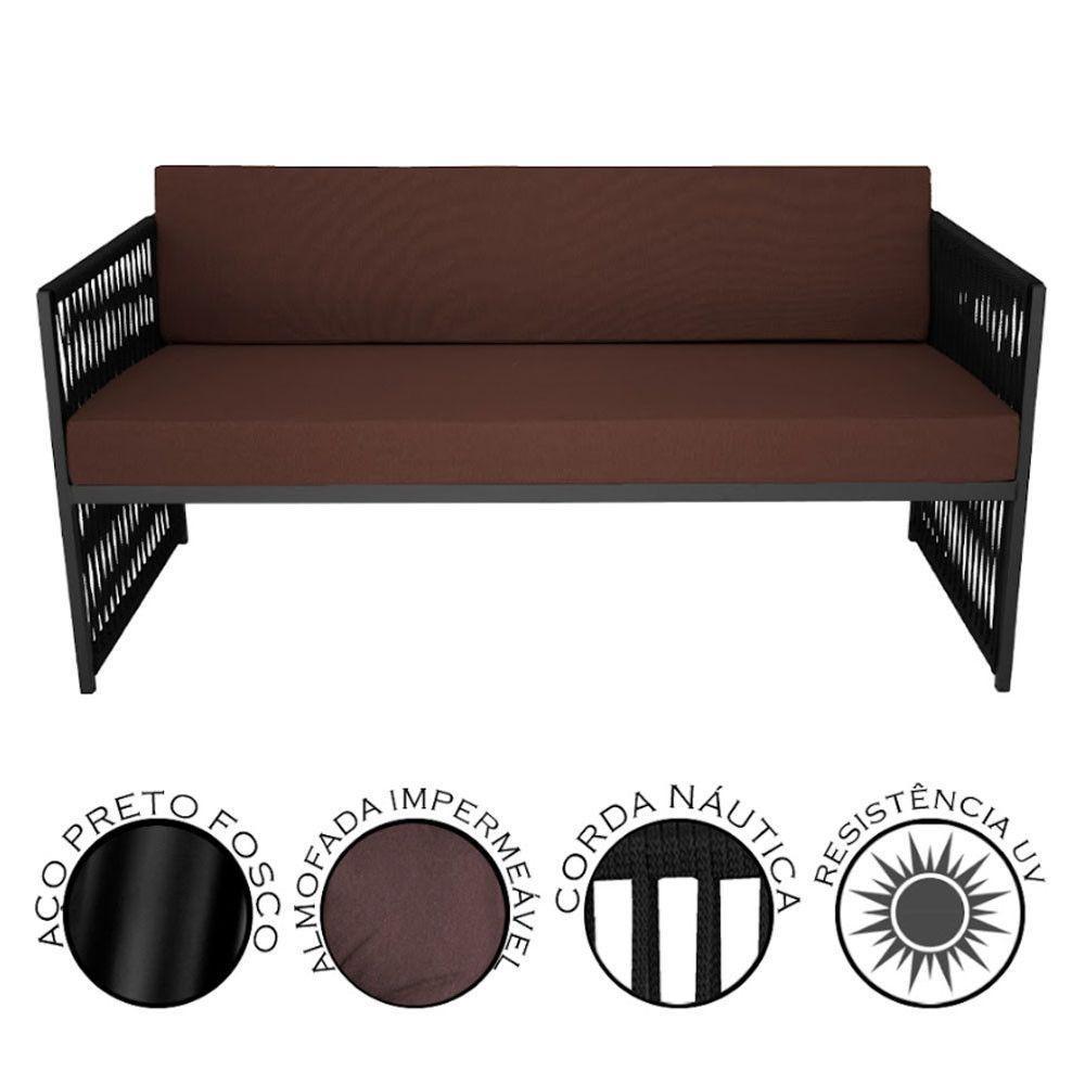 Conjunto Para área Externa De Corda Náutica Preto-marrom - 5