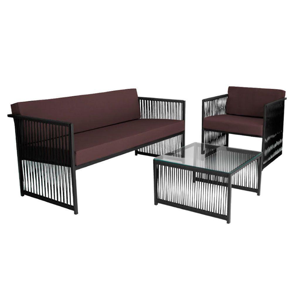 Conjunto Para área Externa De Corda Náutica Preto-marrom - 6