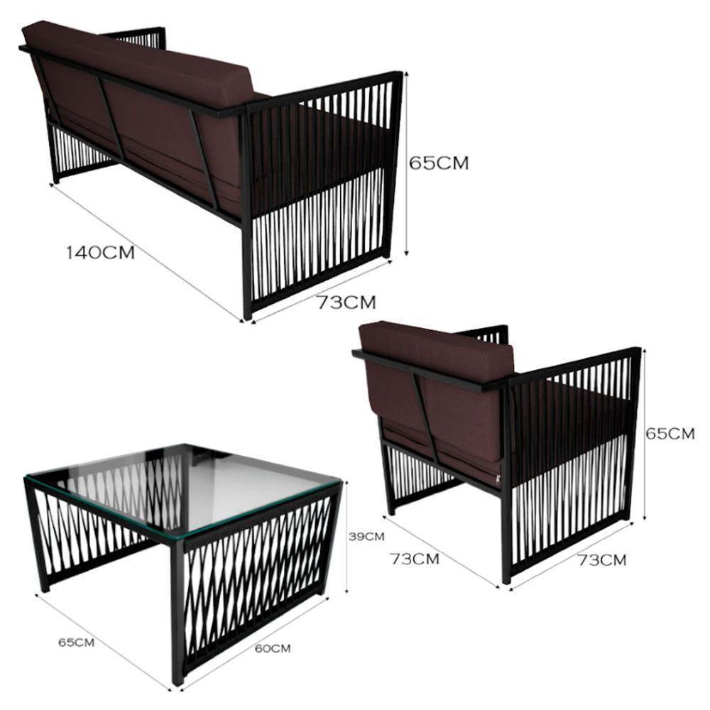 Conjunto Para área Externa De Corda Náutica Preto-marrom - 9