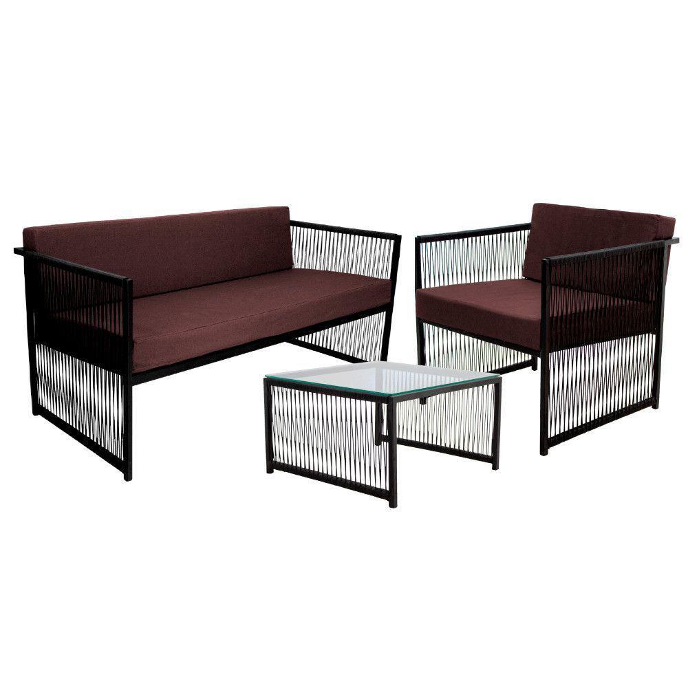 Conjunto Para área Externa De Fibra Sintética Marrom - 1